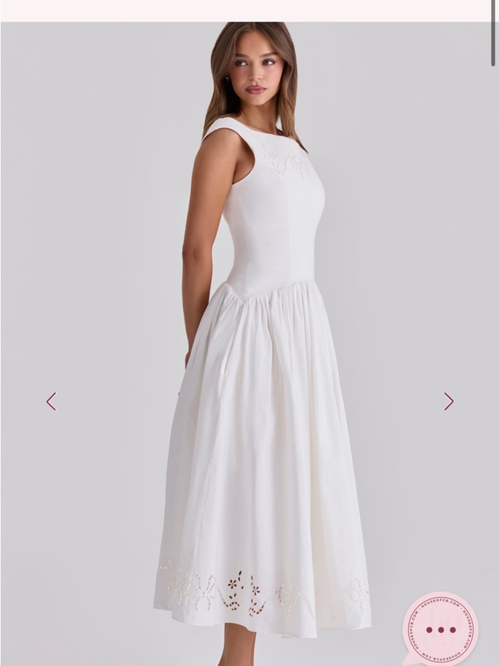 House of CB Lauren dress, Size Small (S) (white cotton/eyelet midi dress) - Picture 5 of 5